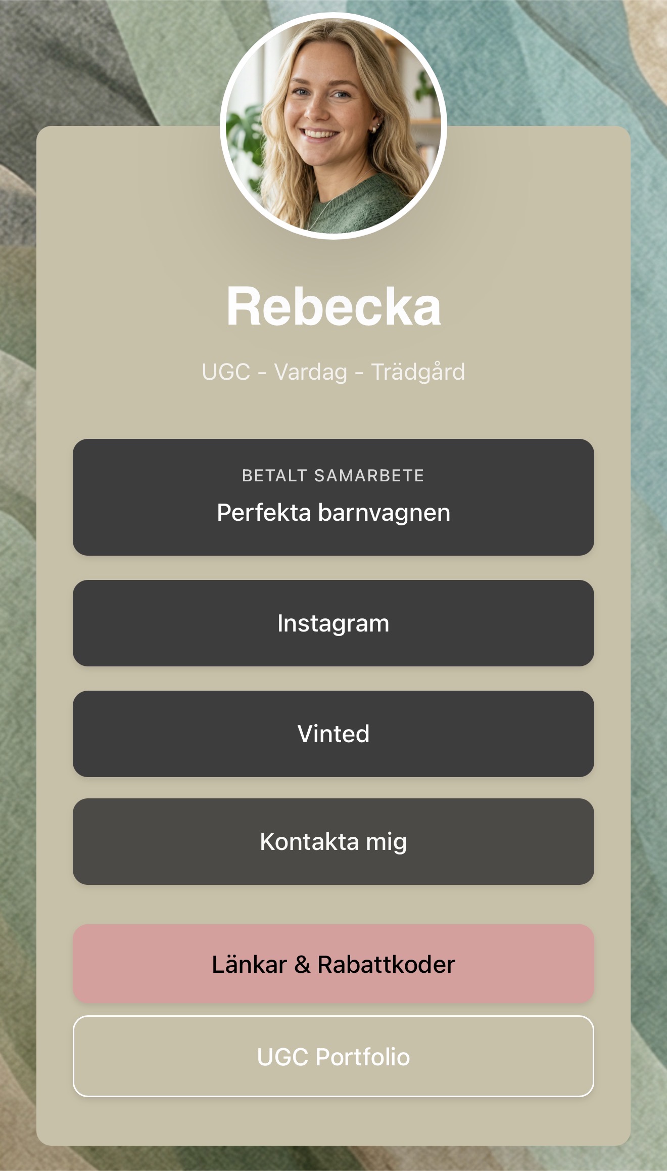Exempel på en profilsida hos Creatorhub